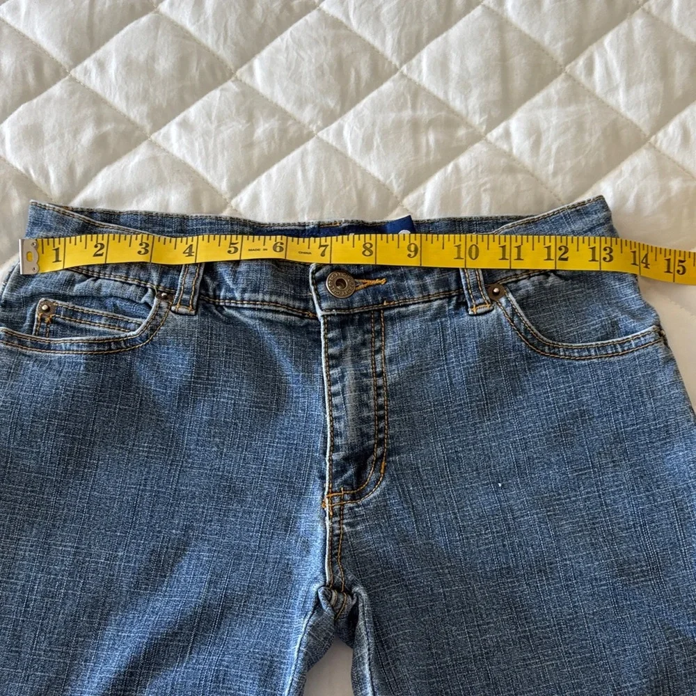 Roxy Girl Blue Denim Shorts with Gold, size 16 Stitching - Picture 6 of 7